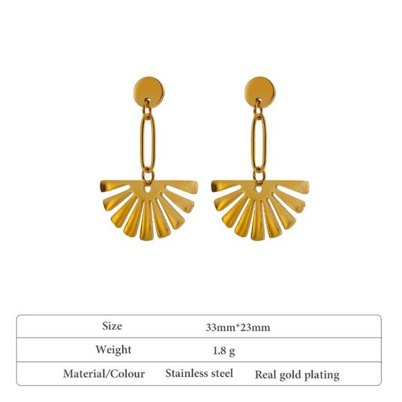 New 18K Gold Plated Geometric Earrings - Picture 4 of 7